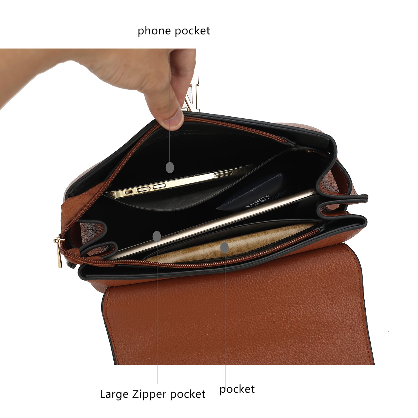 Hadley Vegan Leather Women Satchel Bag with Wristlet Wallet