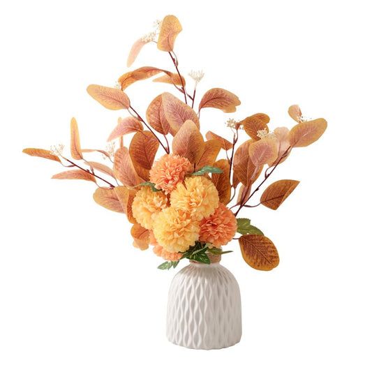 Ceramic Vase and Hand Made Artificial Flowers Bouquet