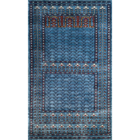 Hand Knotted Art Silk Carpet Royal Gray 3×5 feet Traditional Parda