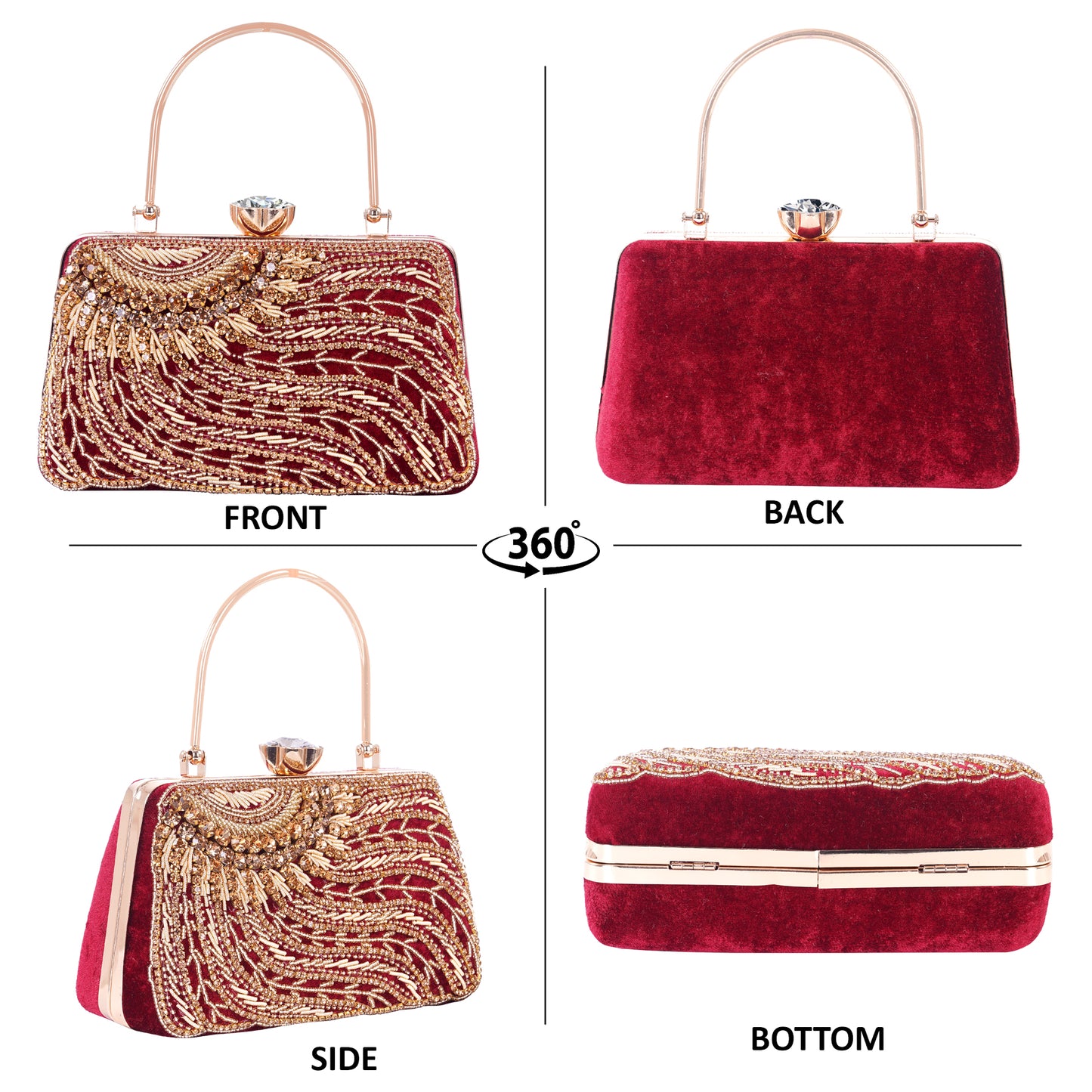 A.E Designer Embroidered Maroon Bridal Clutch for Women | Traditional