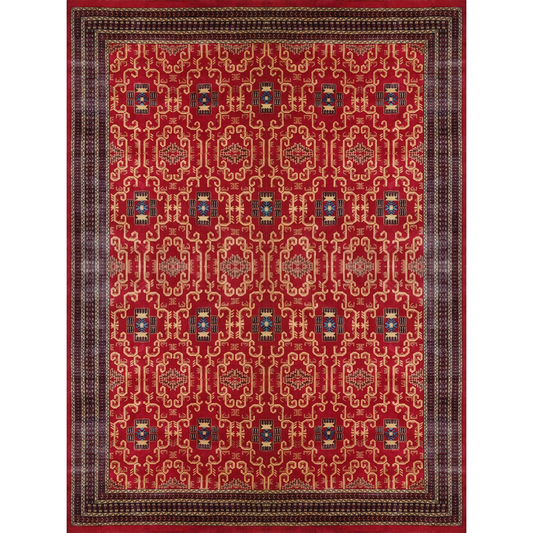 9×12 Ft Handmade Red Wool Carpet Palace