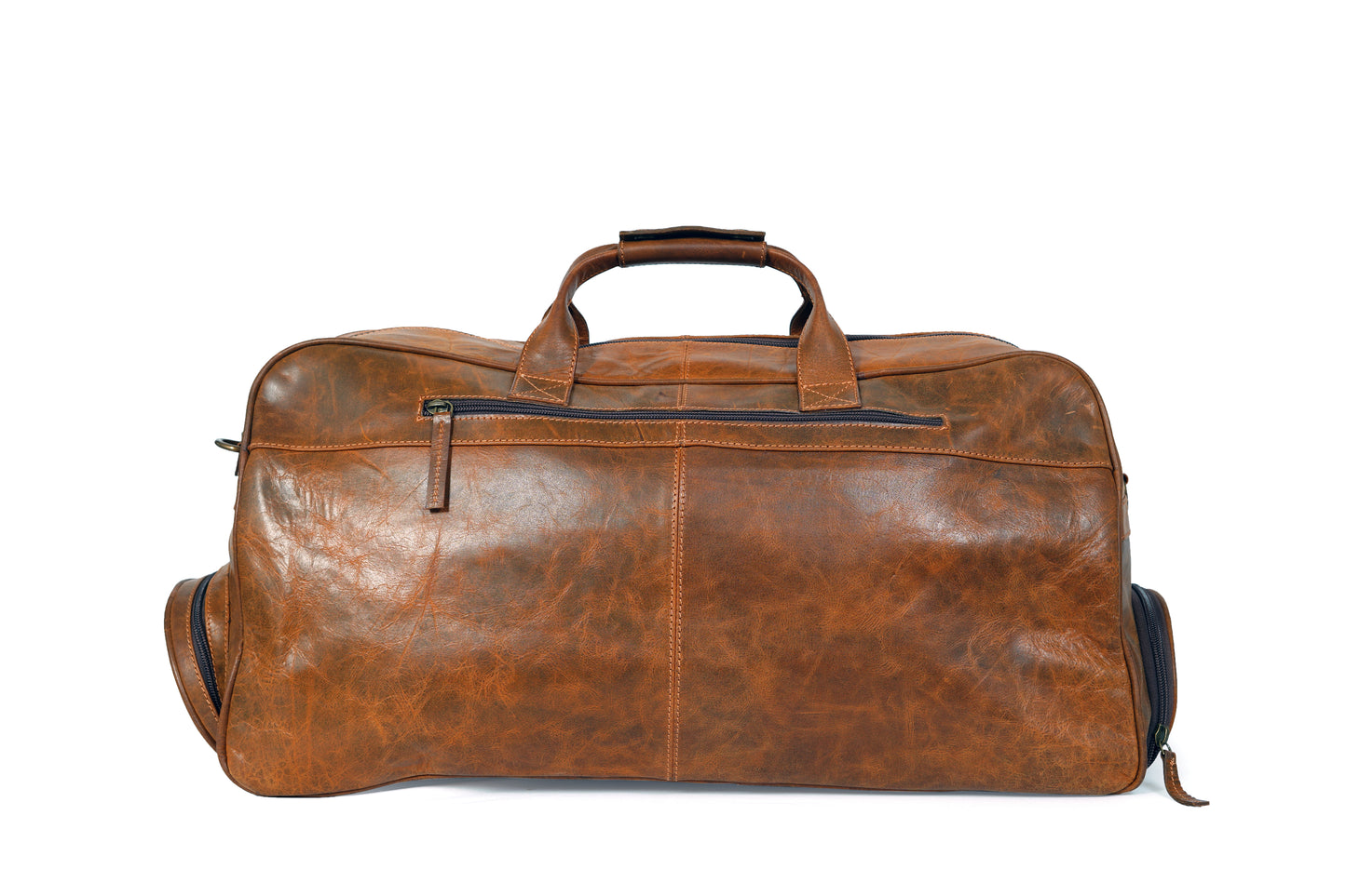 Leather Duffle Bag with Shoe Compartment.