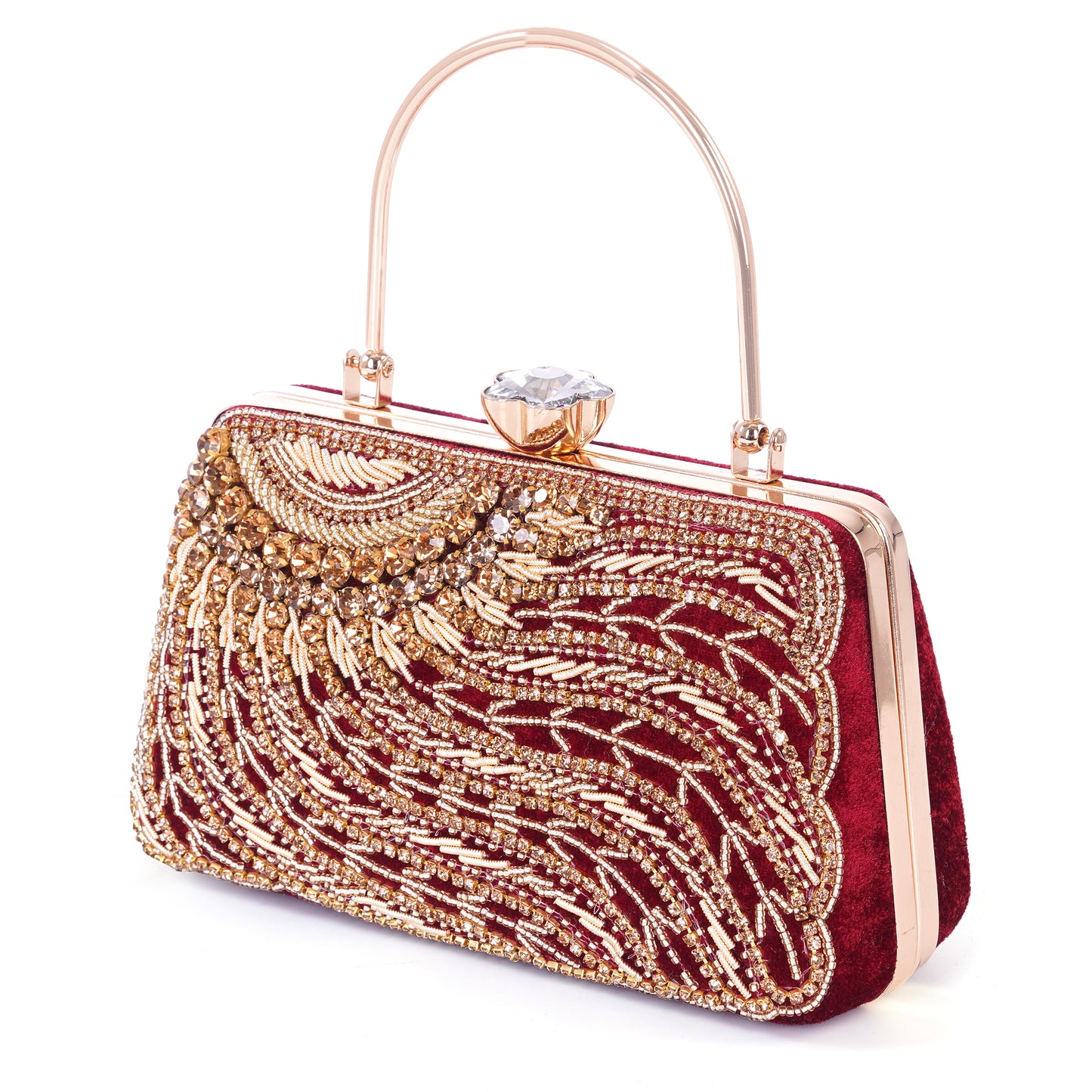 A.E Designer Embroidered Maroon Bridal Clutch for Women | Traditional