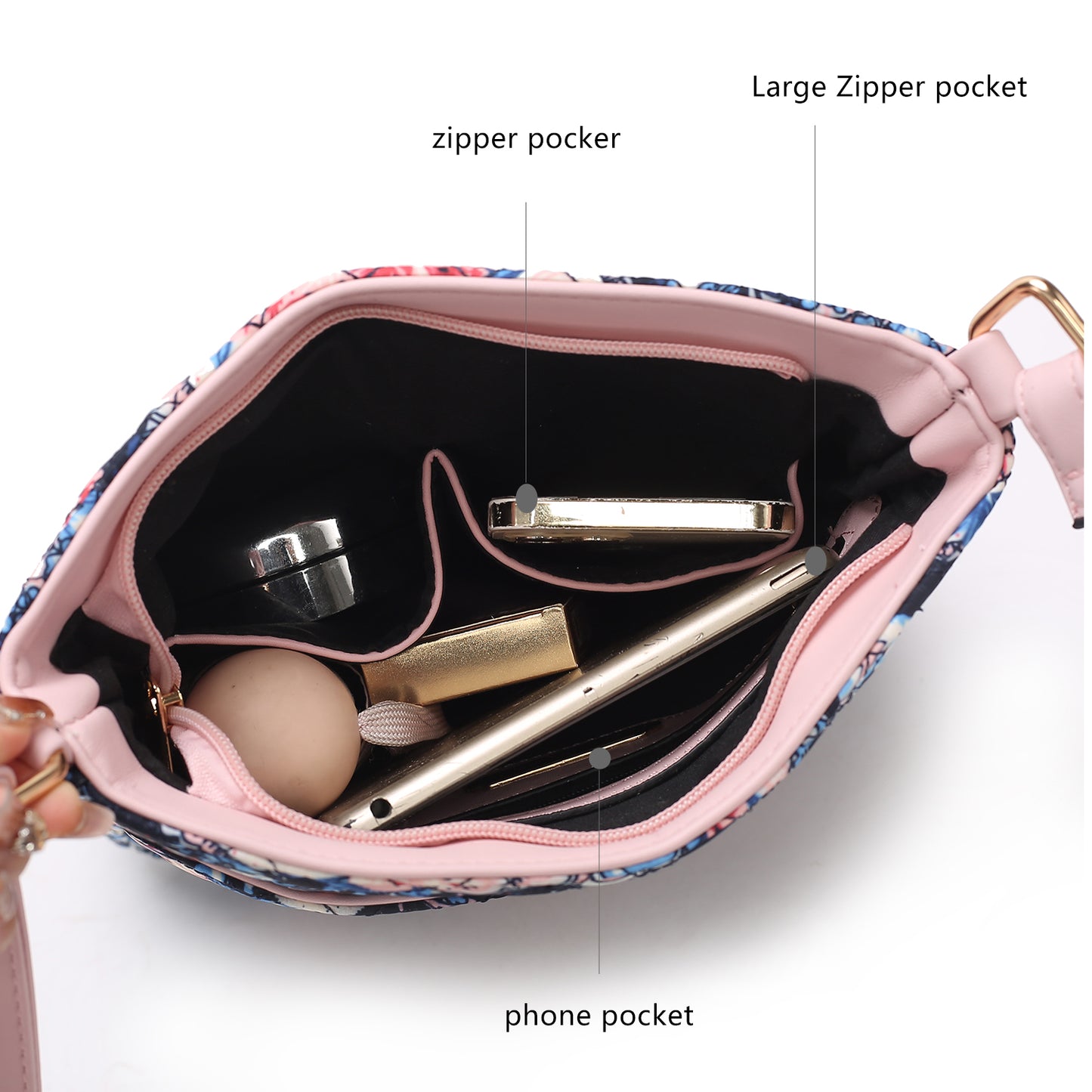 Lainey Quilted Cotton Botanical Pattern Women Crossbody