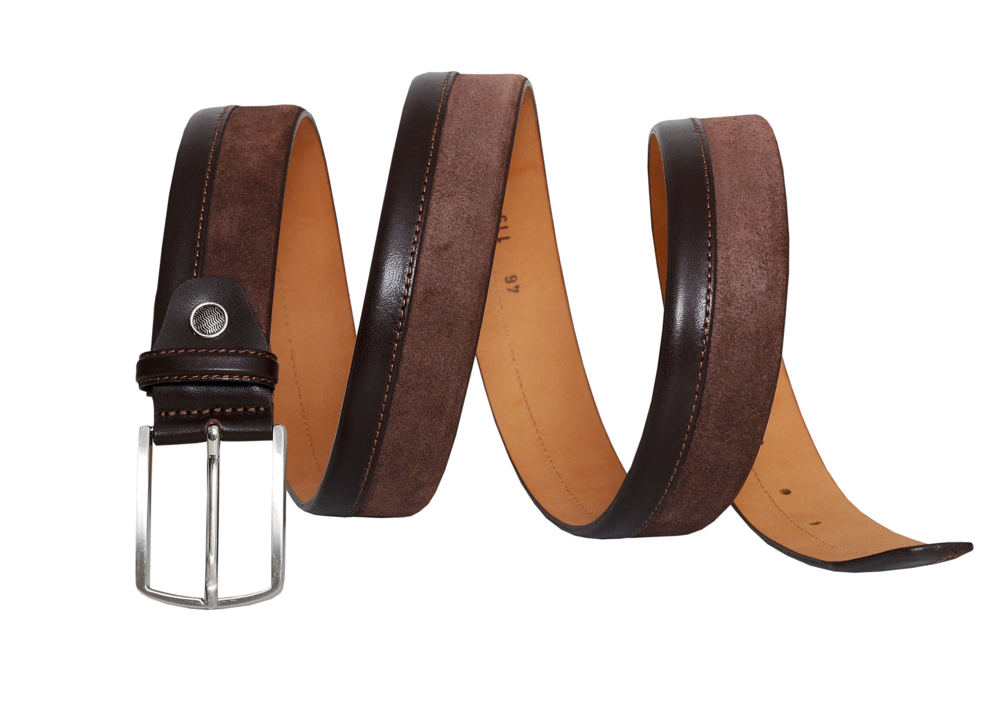 Siene Brown Leather Men Suede Belt