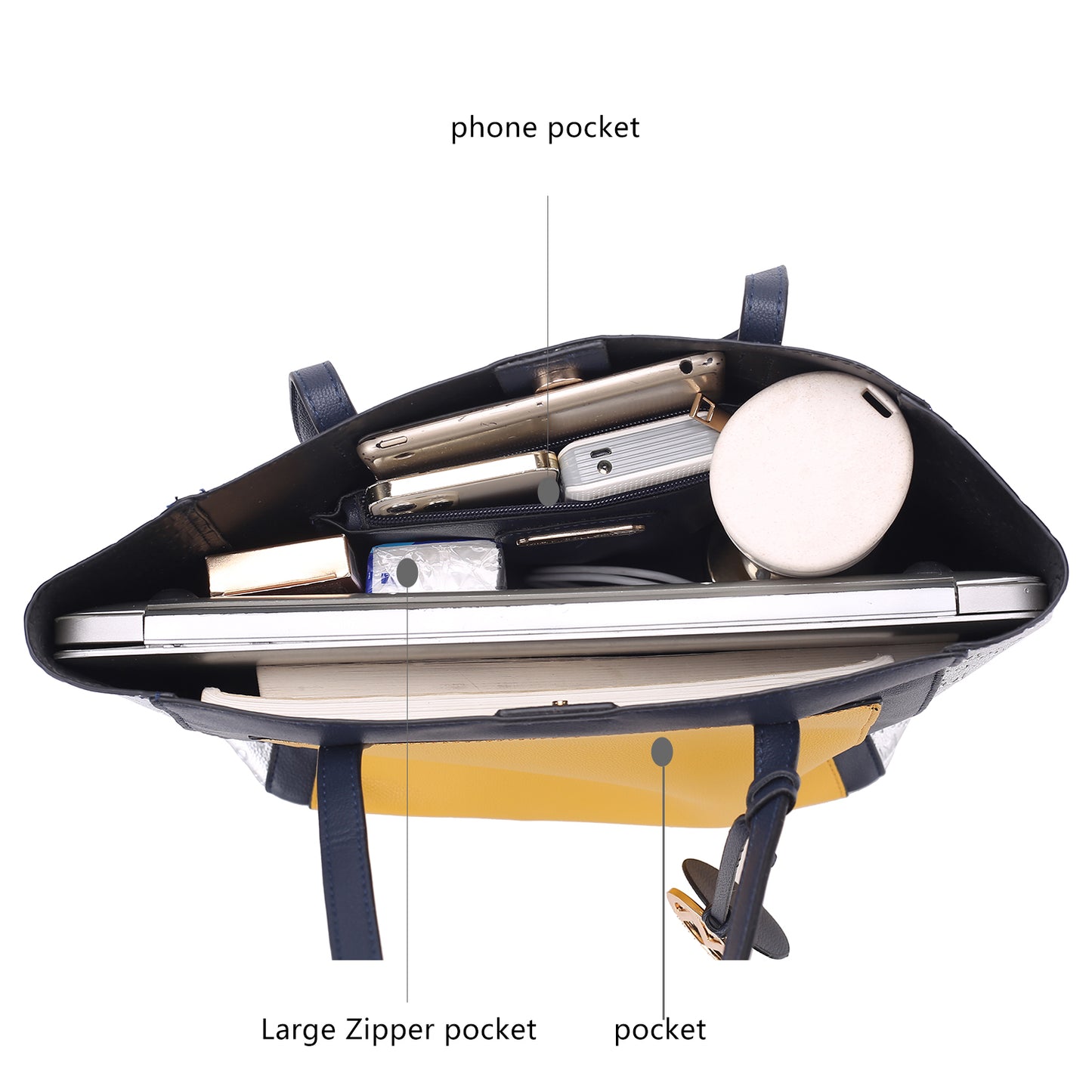 Leah Vegan Leather color-block Women Tote Bag