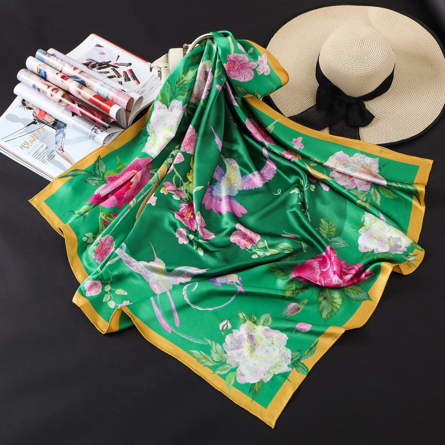 Amelia Nature 100% Real Mulberry Silk Square Scarf