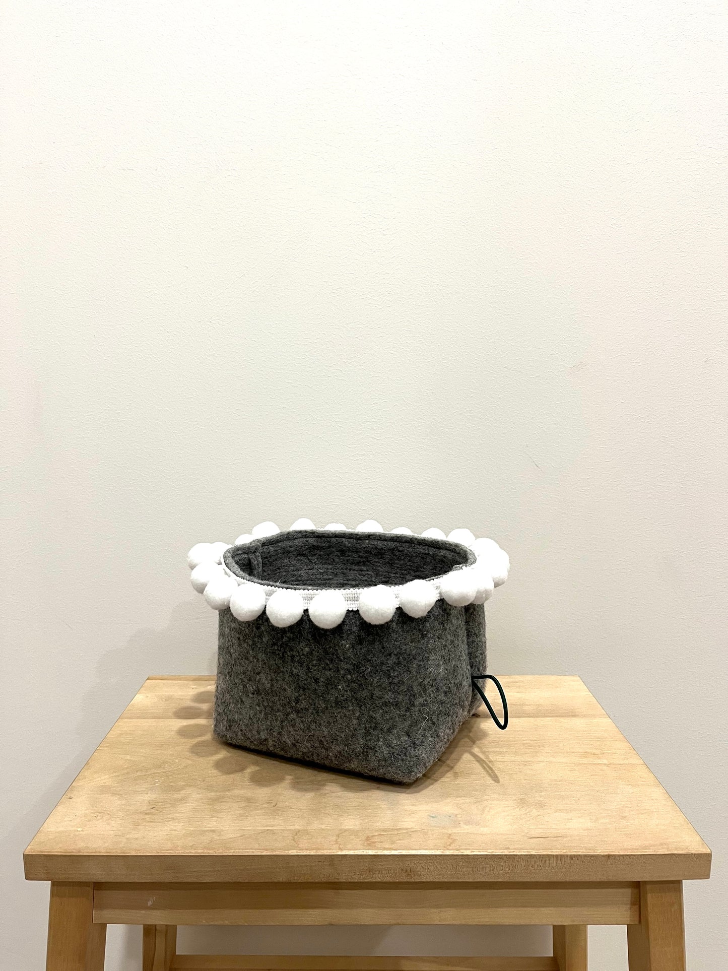 Saveplace® felty storage basket set with various colors pom poms