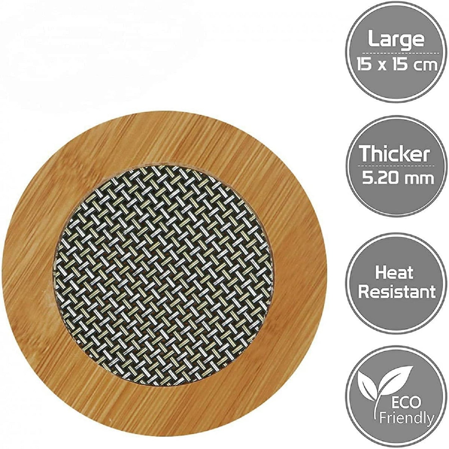 Round Wooden Utensil Pot Rest Pad Counter-Top (2pc)