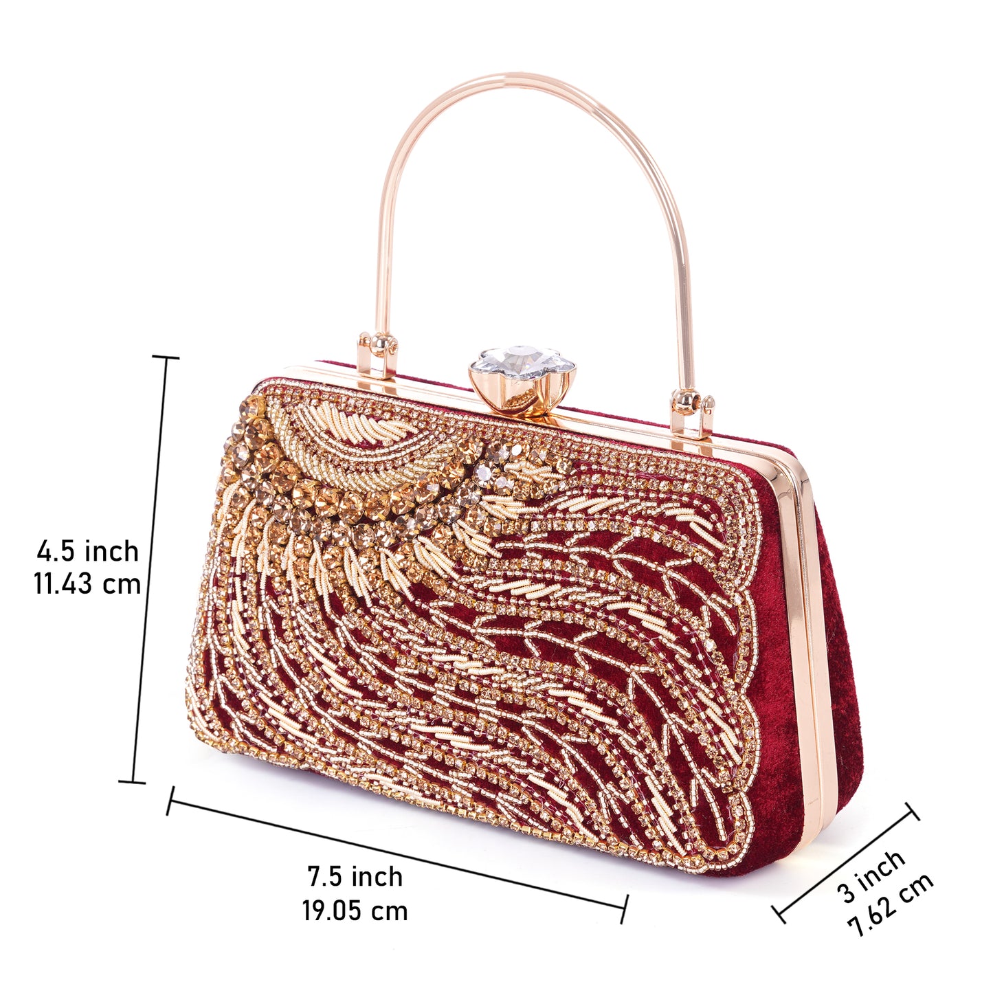 A.E Designer Embroidered Maroon Bridal Clutch for Women | Traditional