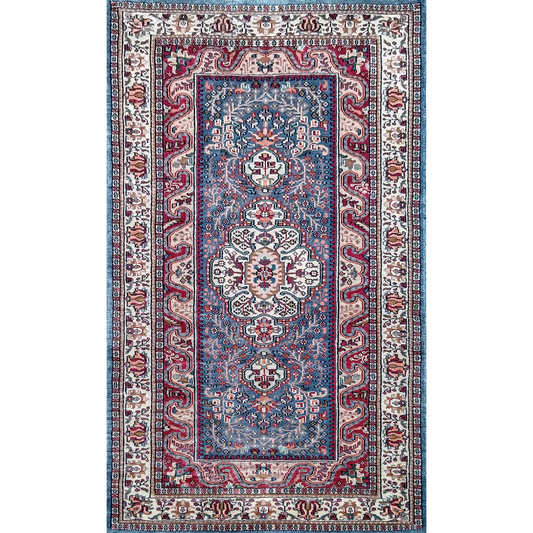 3×5 ft Blue Hand Knotted Art Silk Carpet