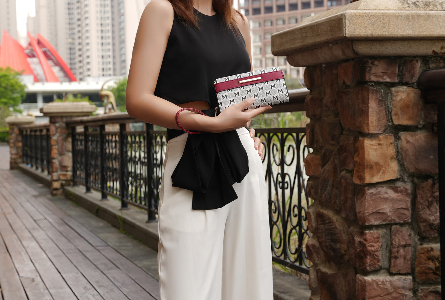 MKF Collection Yuliana Circular Print Satchel Bag with Wallet by Mia K