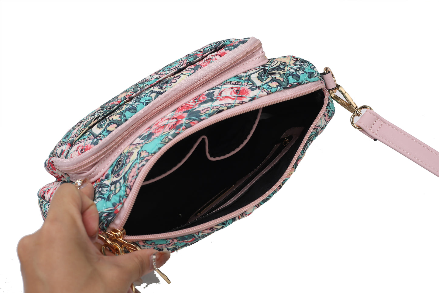 Rosalie Quilted Cotton Botanical Pattern Women Shoulder Bag