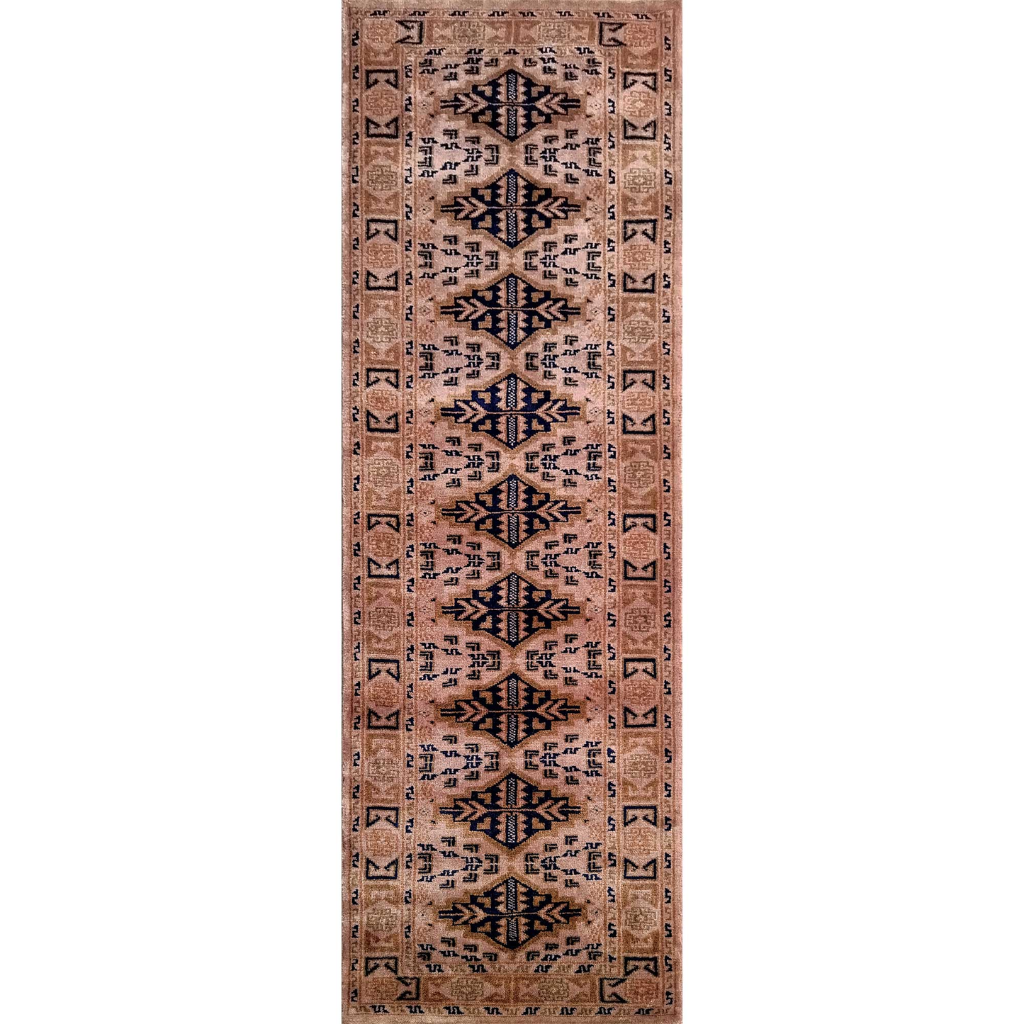 Hand Knotted Wool Runner Carpet Camel 2×6 feet Tribal Bukhara