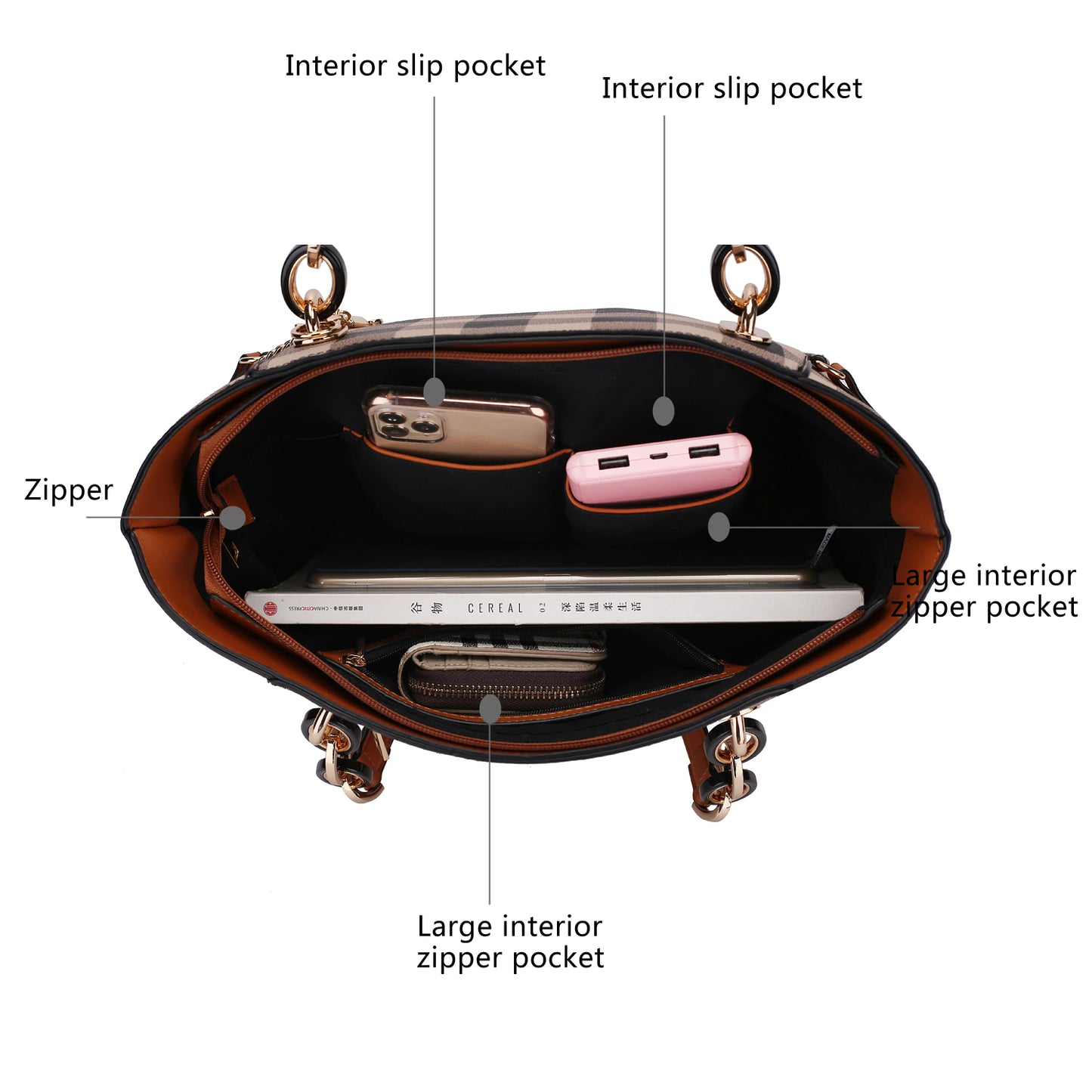 Yale Checkered Tote Bag with Wallet