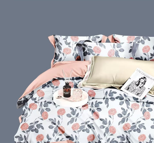 Muna Rose Print 100% Cotton Reversible Comforter Set