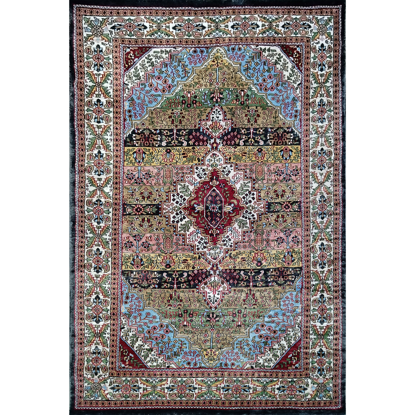 Hand Knotted Art Silk Carpet 4×6 feet Traditional Floral Shiny