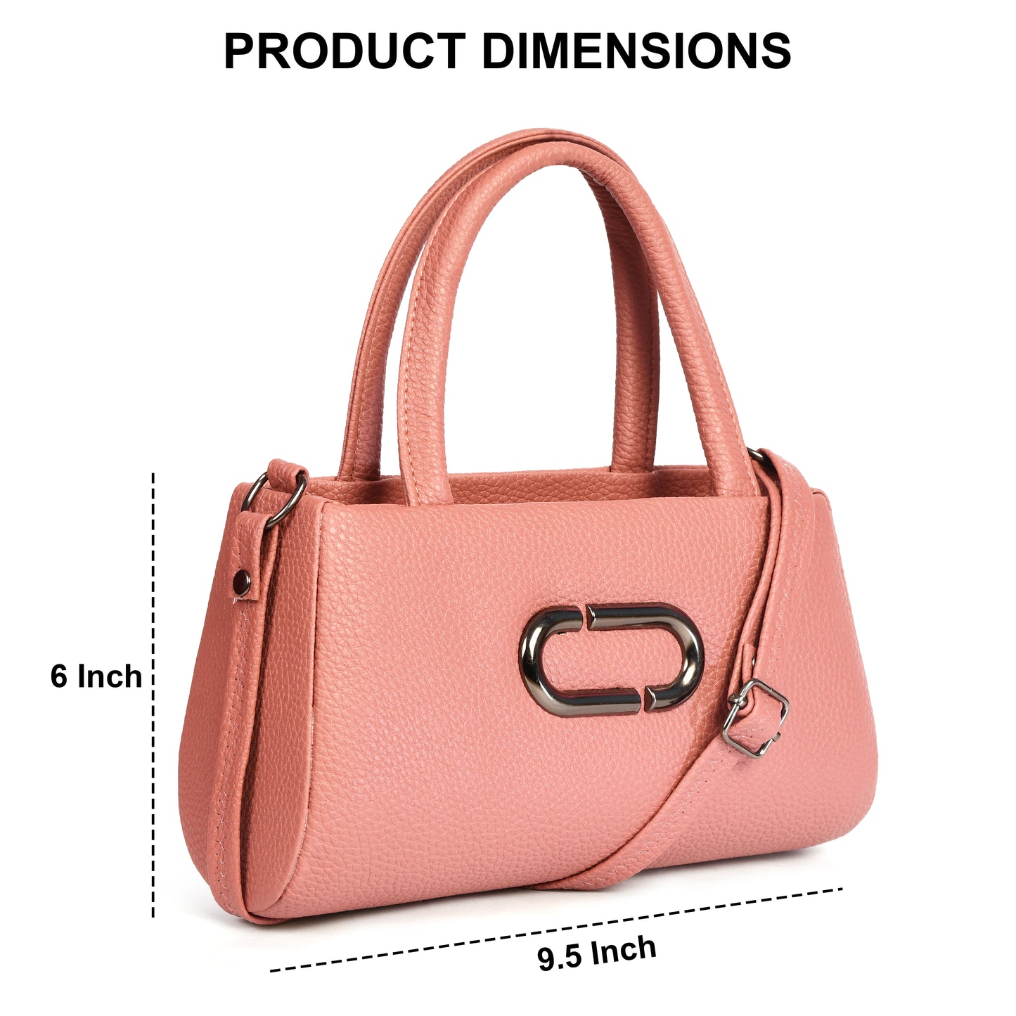 Women Leather Sling bag With Handle - Peach