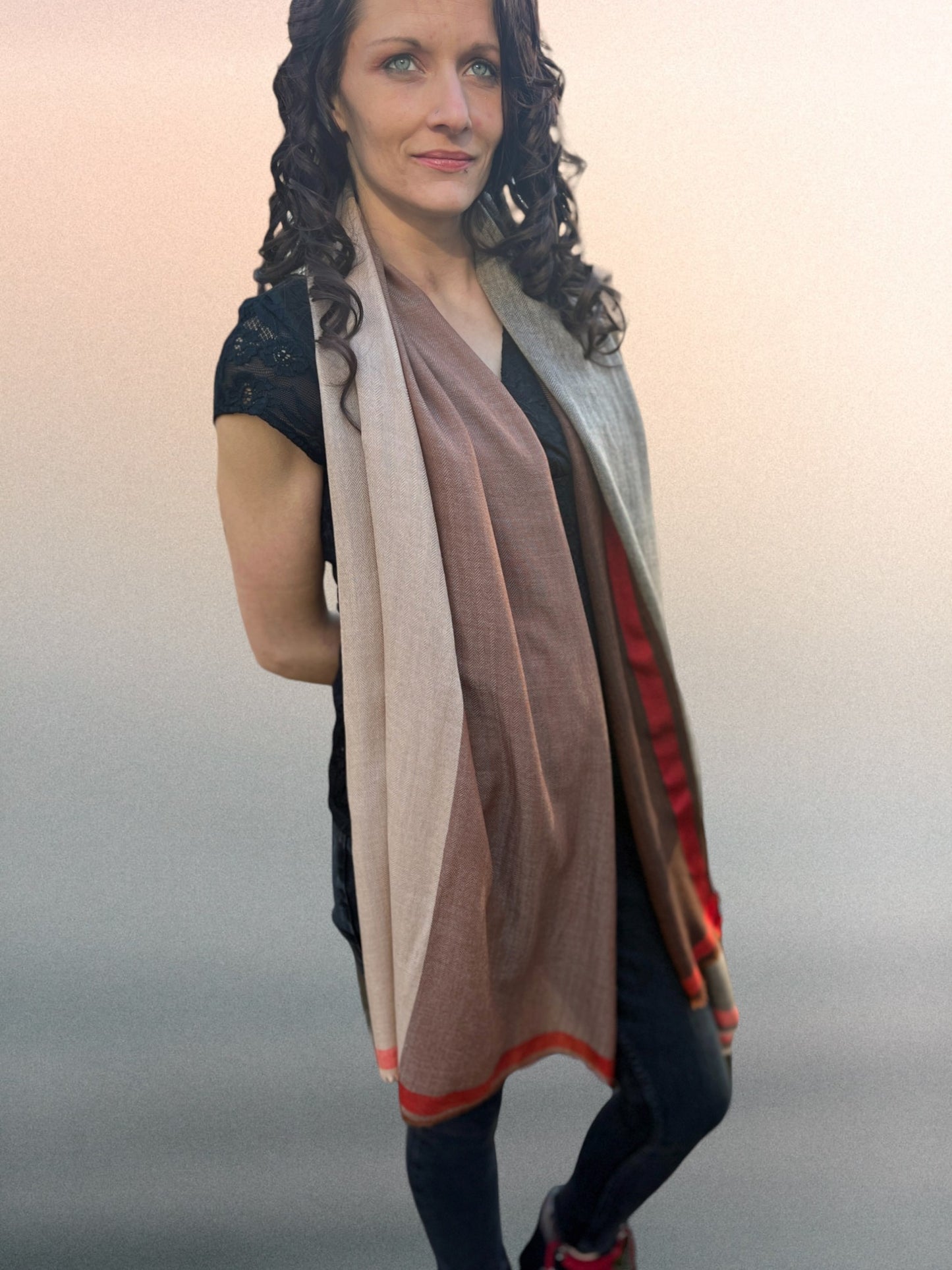 Brown Classic Plaid Wool & Silk Scarf