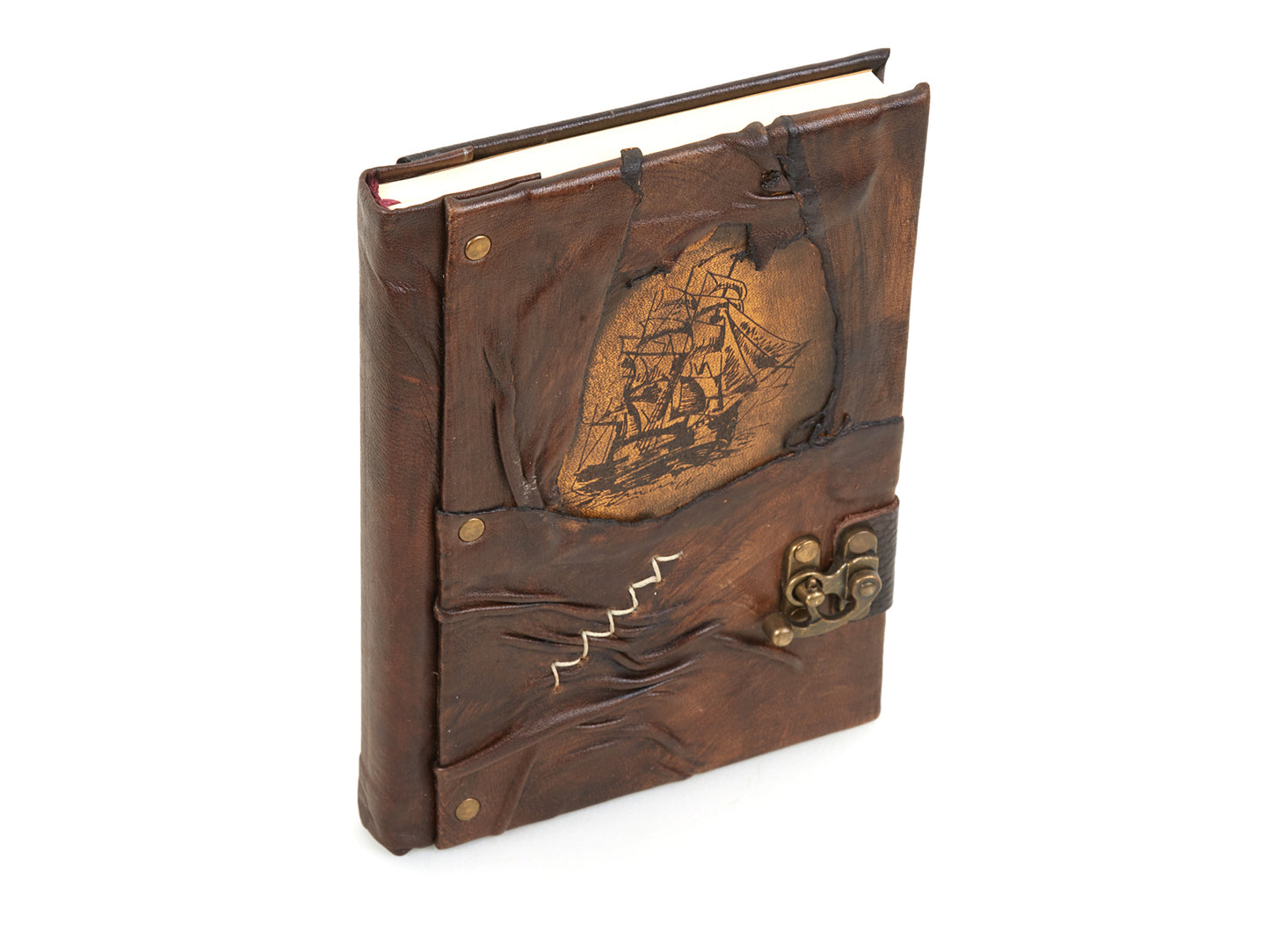 Sailing Ship Design Genuine Craft Leather Journal Diary