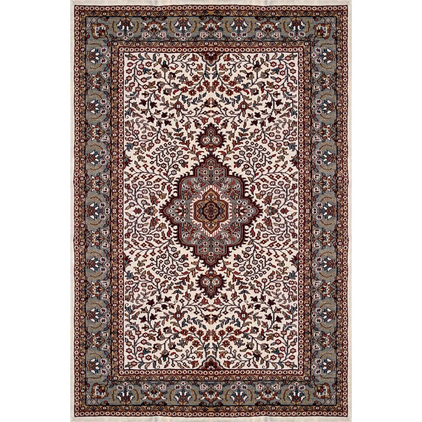 4×6 Feet Hand Knotted Persian Wool Carpet White