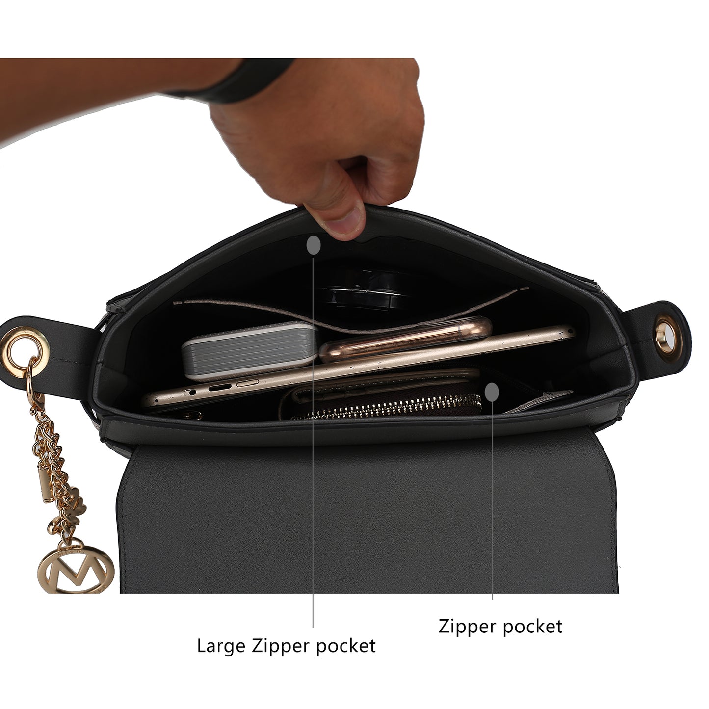 MKF Collection Ayla Snake Embossed Color Block Shoulder bag by Mia K