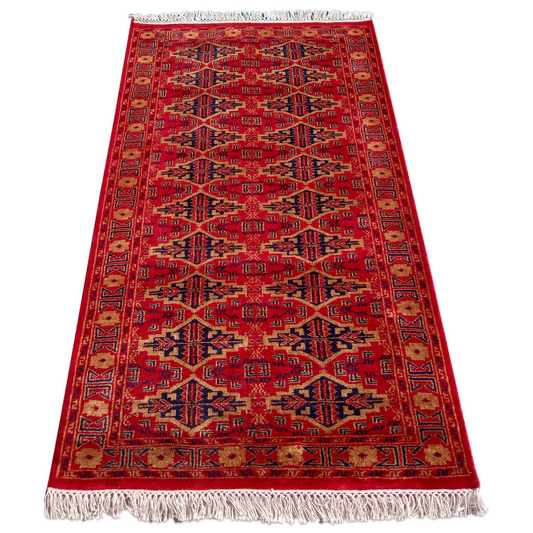 3×5 Feet Hand Knotted Bukhara Wool Carpet Red