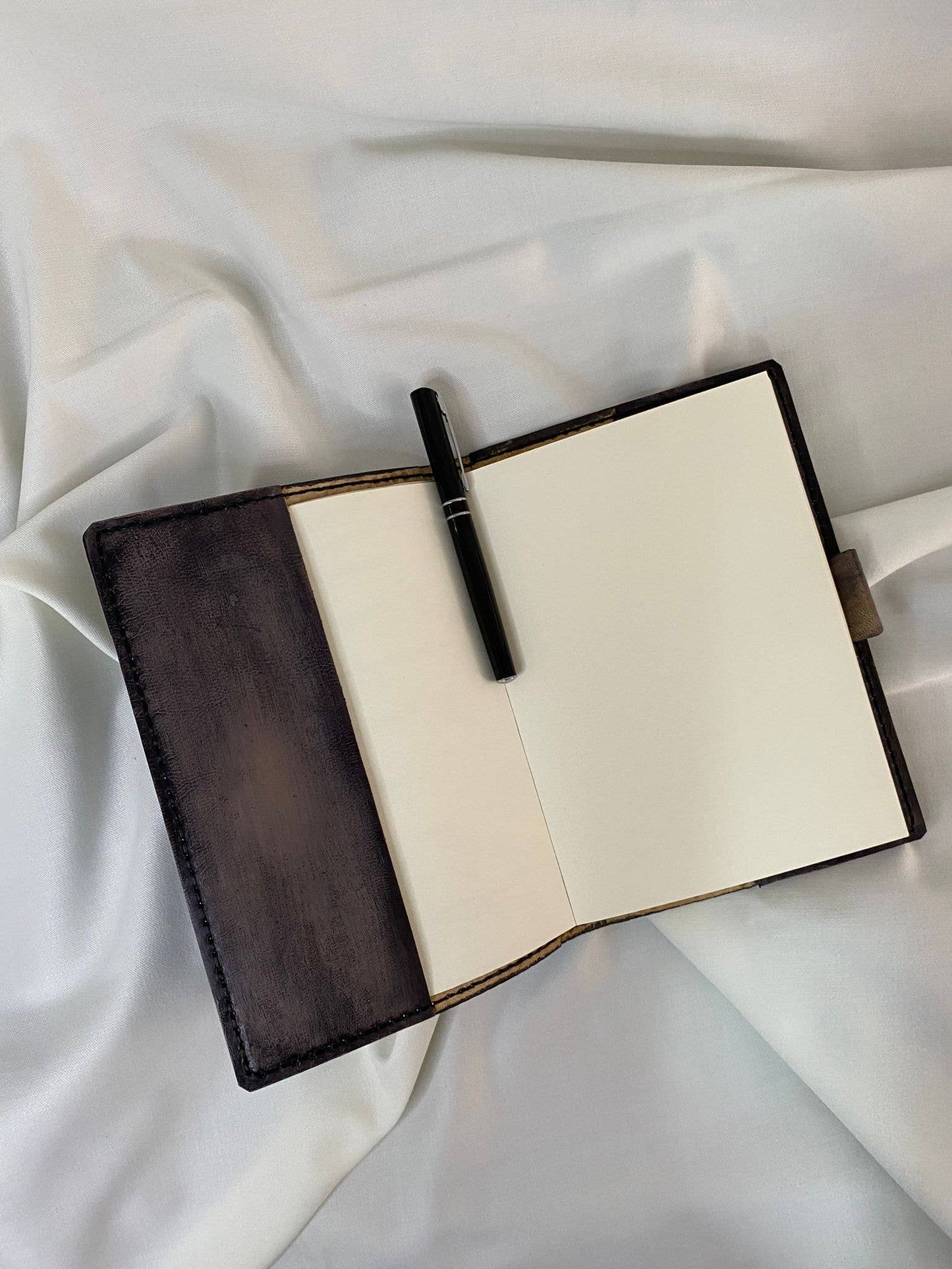 Floral Design Dark Gray Color Craft Leather Notebook Journal Diary