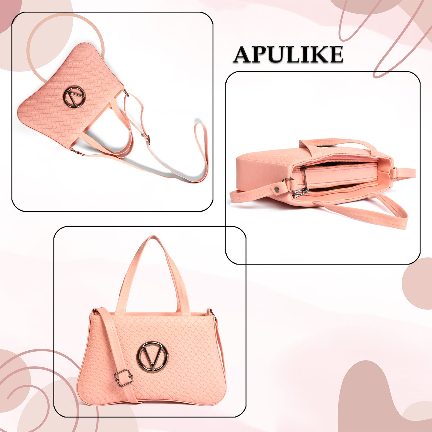 Women’s Stylish Sling Bag with Handle - Peach