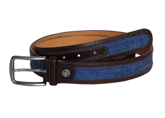 Swindon Brown Blue Leather Men Belt