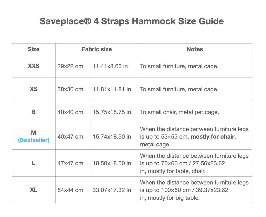 Saveplace® Hammock for Pets & Storage 'ONYX DREAM' - 6 Sizes