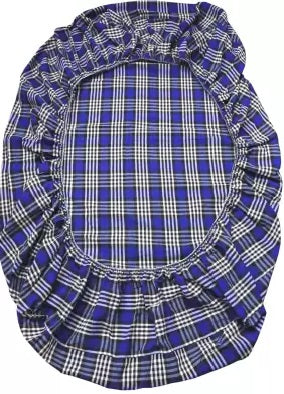 CheckMe Cotton Queen Bed Cover  (Blue)