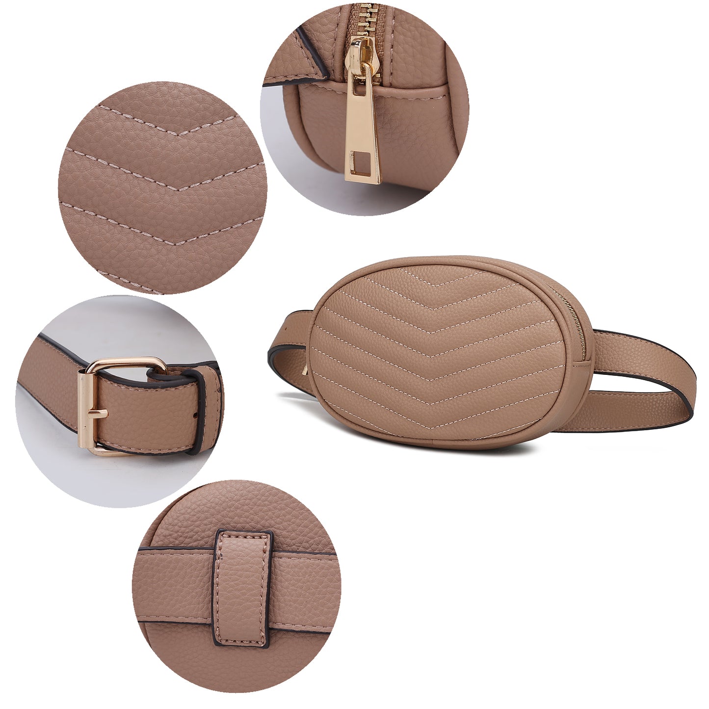 Fatima Quilted Chevron Women Belt Bag