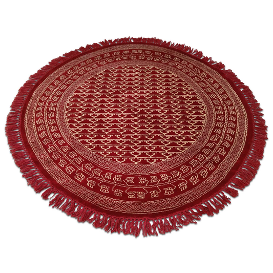 5×5 ft Round Hand Knotted Wool Carpet Parda (Red)