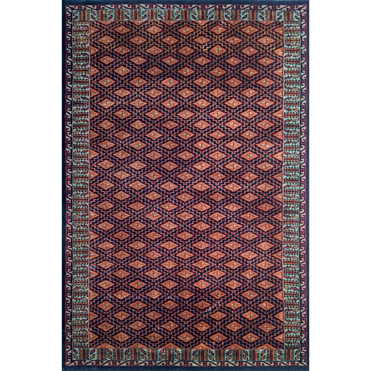 4×6 feet Black Hand Knotted Wool Carpet (Burfi)