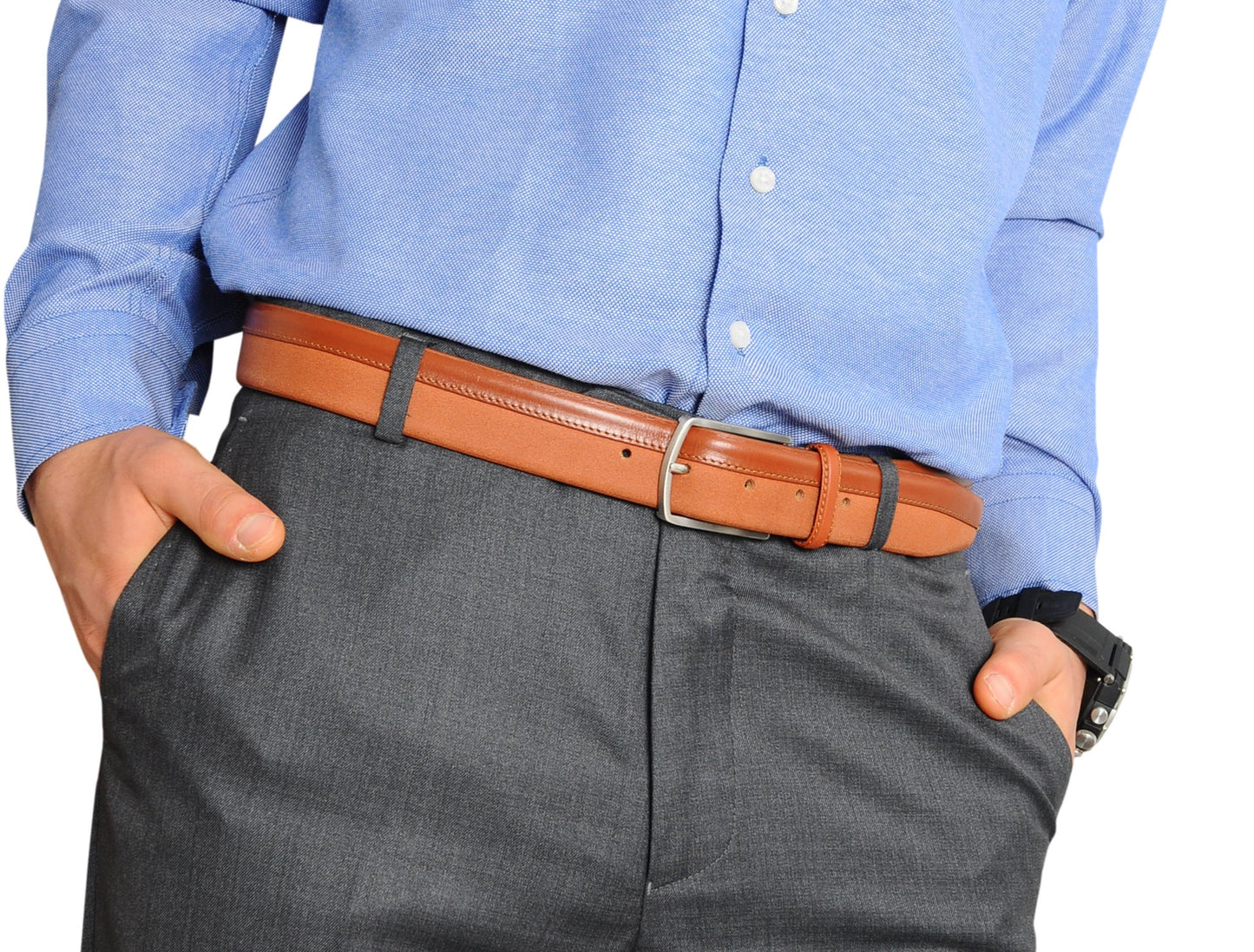 Siene Tan Leather Men Suede Belt