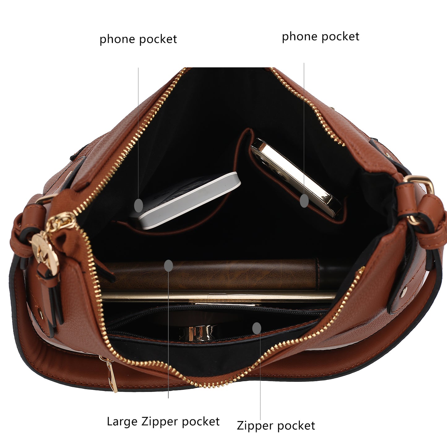 Maeve Vegan Leather Women Shoulder Bag with Wristlet Pouch