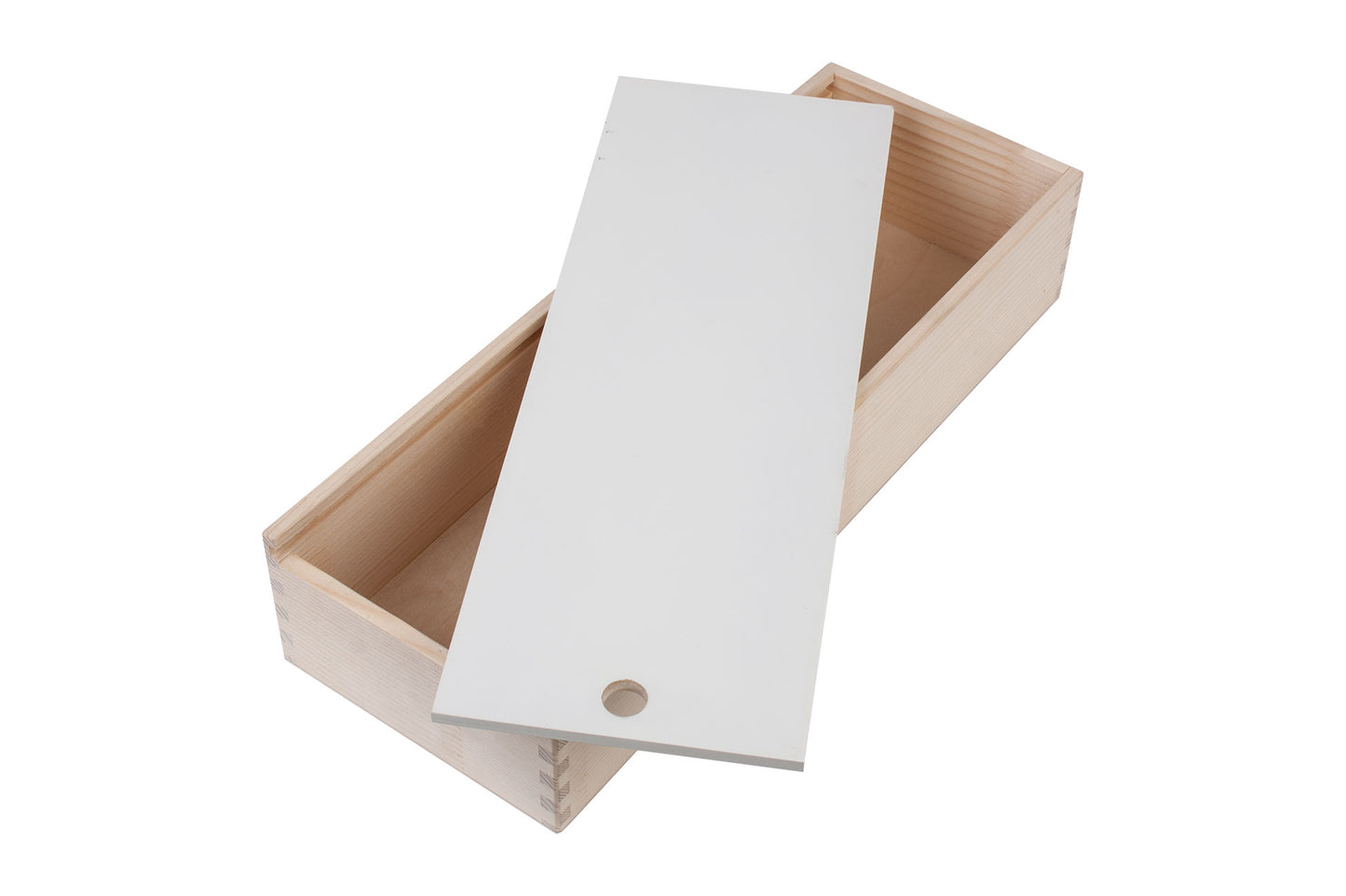 Pine box with white sliding lid - elegant organizer 40 cm