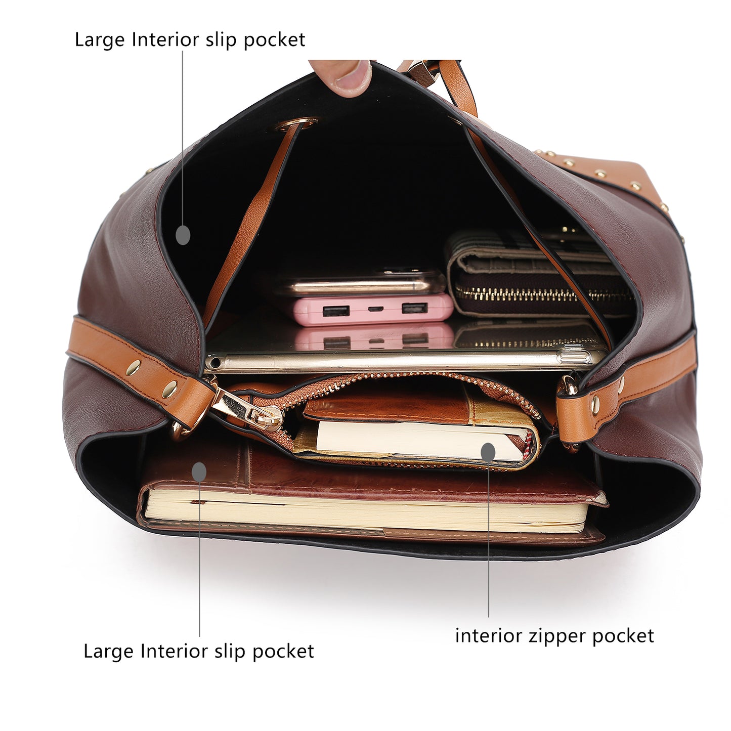 Candice Color Block Bucket Bag with matching Wallet