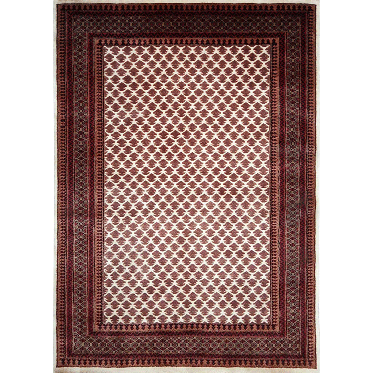 5ft×7ft White Hand Knotted Lichi Carpet Wool