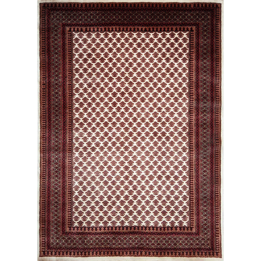 5ft×7ft White Hand Knotted Lichi Carpet Wool