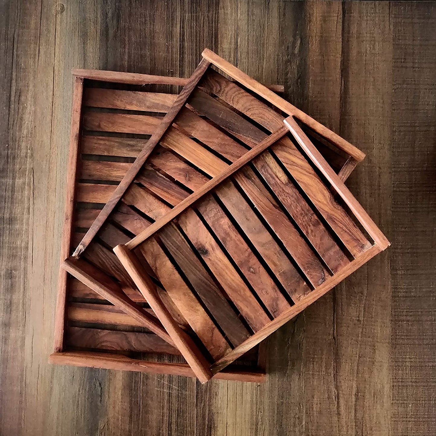 Handmade Wooden Tray Set | Handcrafted Rectangular Trays