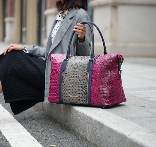 MKF Collection Raven Faux Crocodile-Embossed Duffle Bag by Mia K