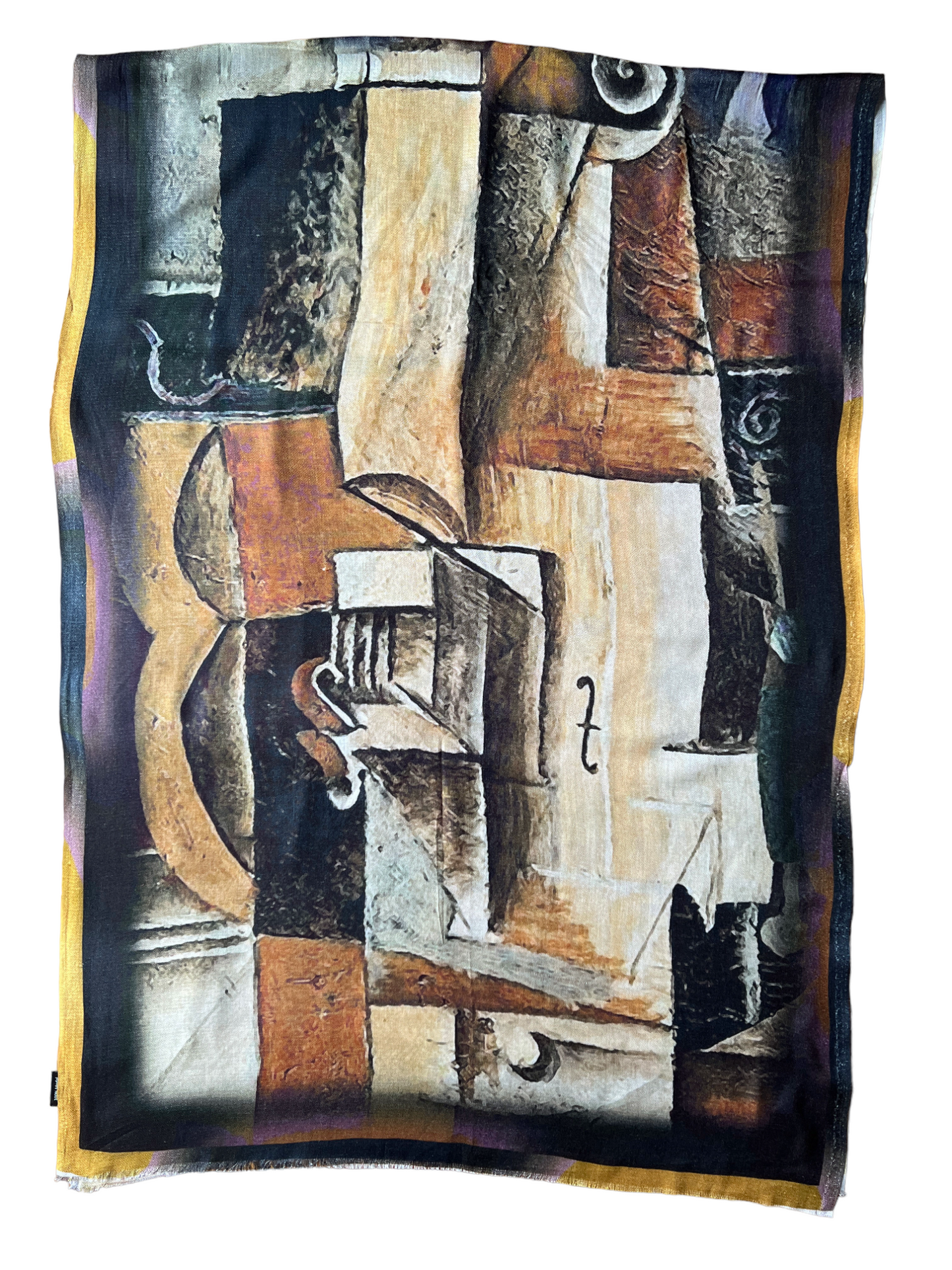 Brown and Rust Digitally Printed Abstract Watercolor Scarf