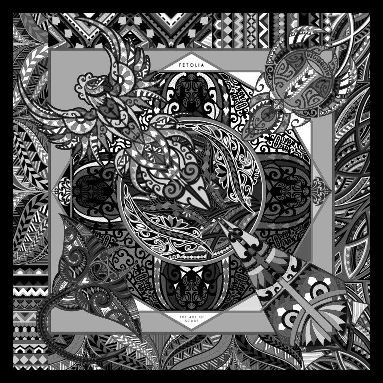 Power of Life - Black - 100% Silk Scarf