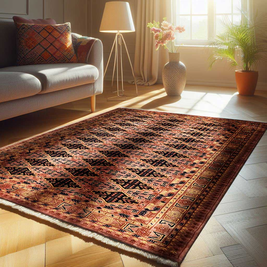 5×7 Feet Peach Hand Knotted Wool Carpet Bukhara