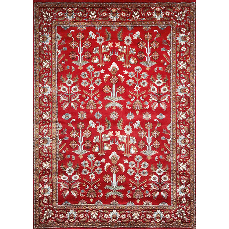 5×7 Feet Handmade Wool Carpet Red Hand Knotted Floral