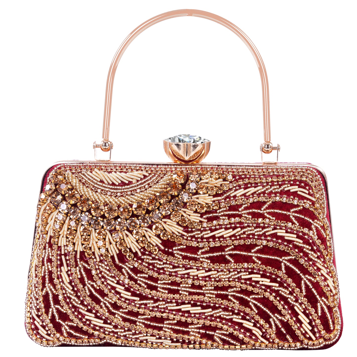 A.E Designer Embroidered Maroon Bridal Clutch for Women | Traditional