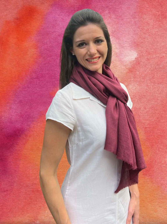 Magenta Cashmere Thin Weave Solid Scarf