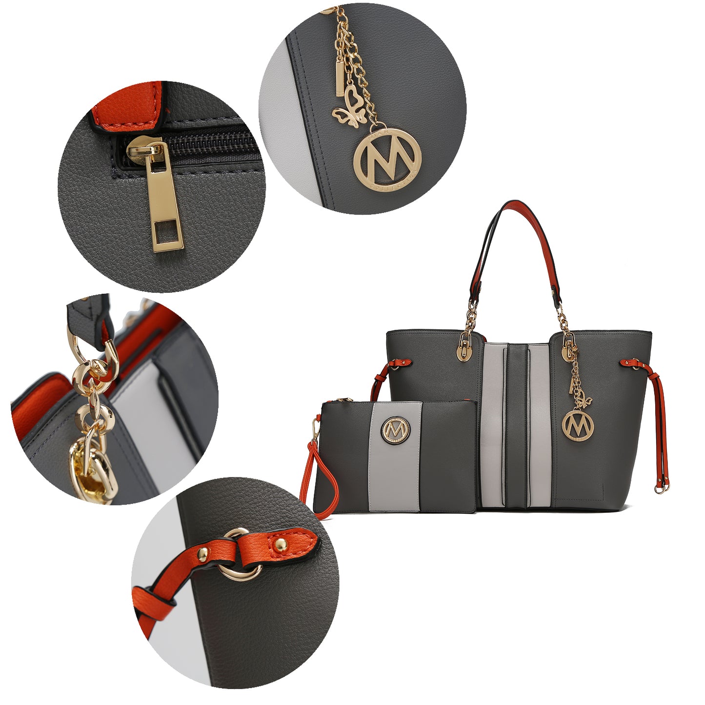 Holland Tote with Wristlet Handbag Vegan Leather